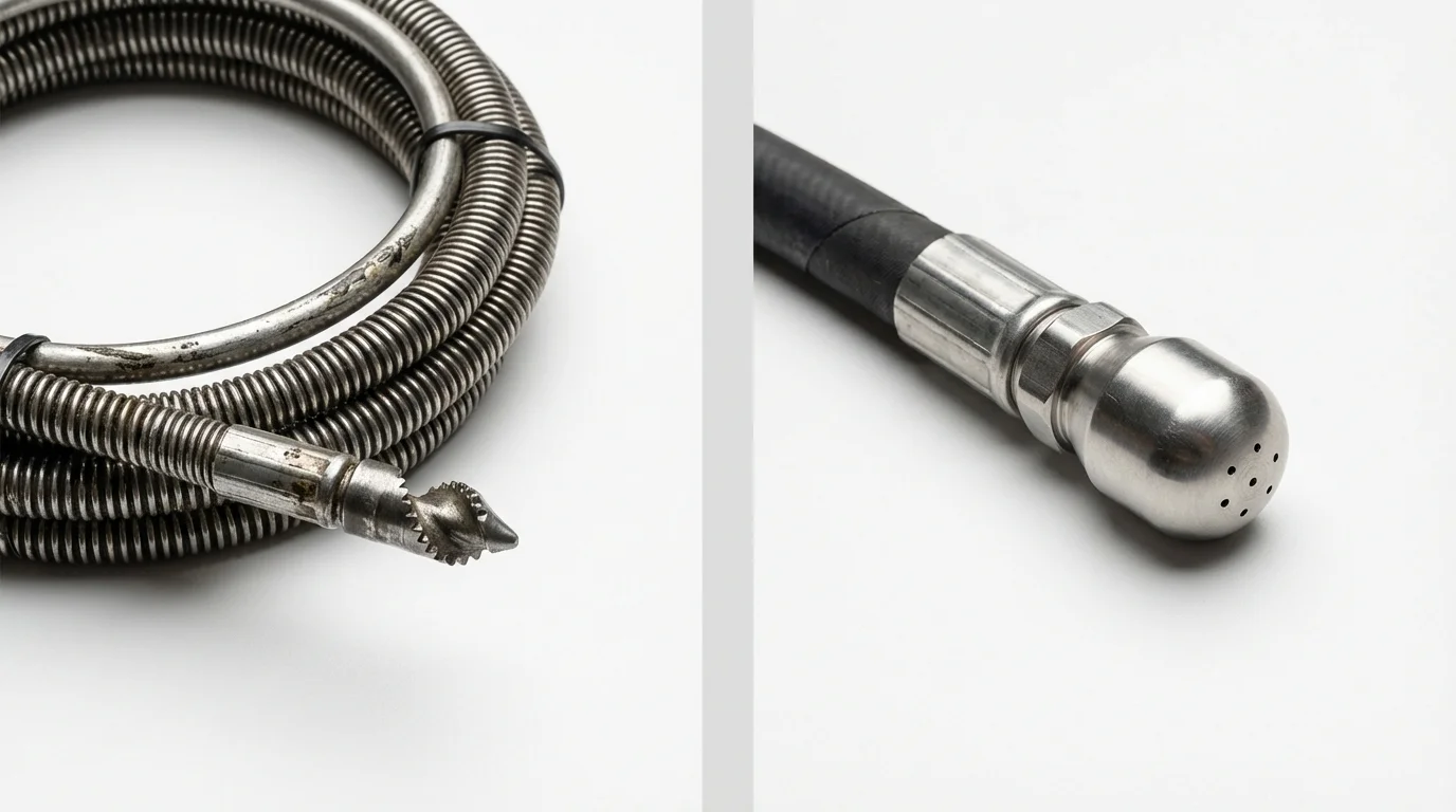Drain snake cable and hydro jetting nozzle used for drain cleaning in Vienna, MO