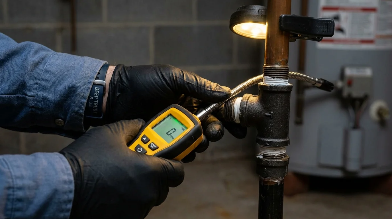 Gas leak detection with electronic sniffer by Johns Plumbing LLC in Vienna