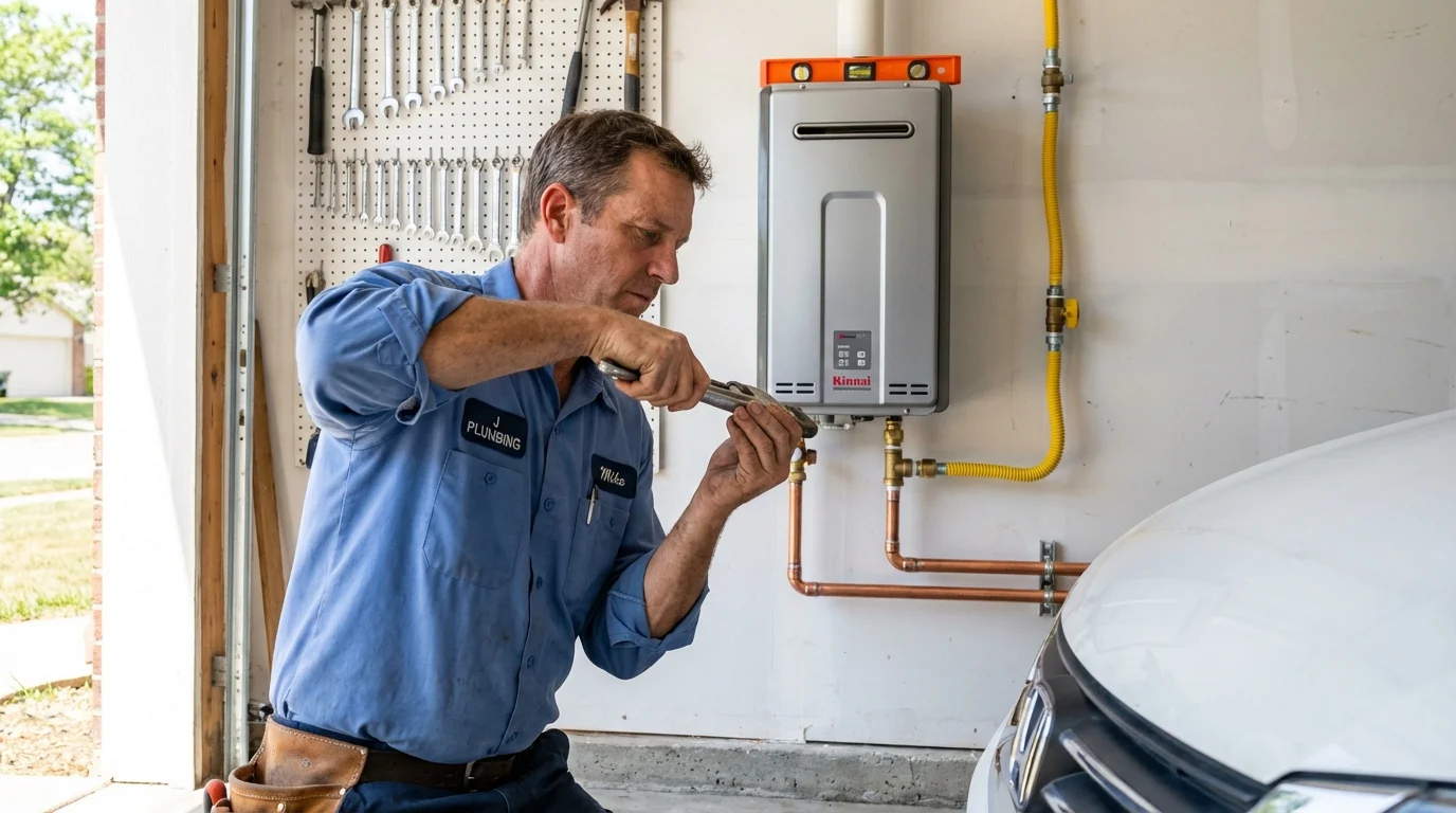 Tankless water heater installation by a Johns Plumbing LLC plumber in Vienna